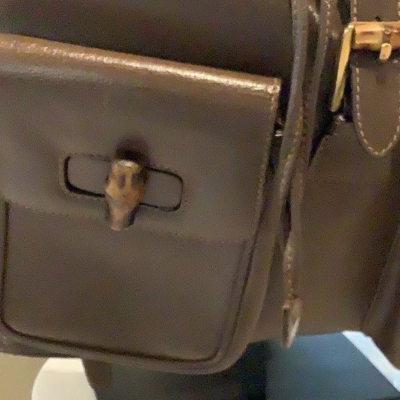 Gucci Vintage Bamboo Leather Backpack EUC - Picture 7 of 12